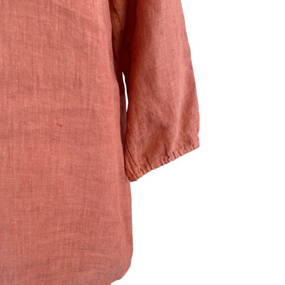 Pure J Jill Linen Button Front Shirt Long Sleeve Rust Countryside Lagenlook Sz M - Picture 6 of 16